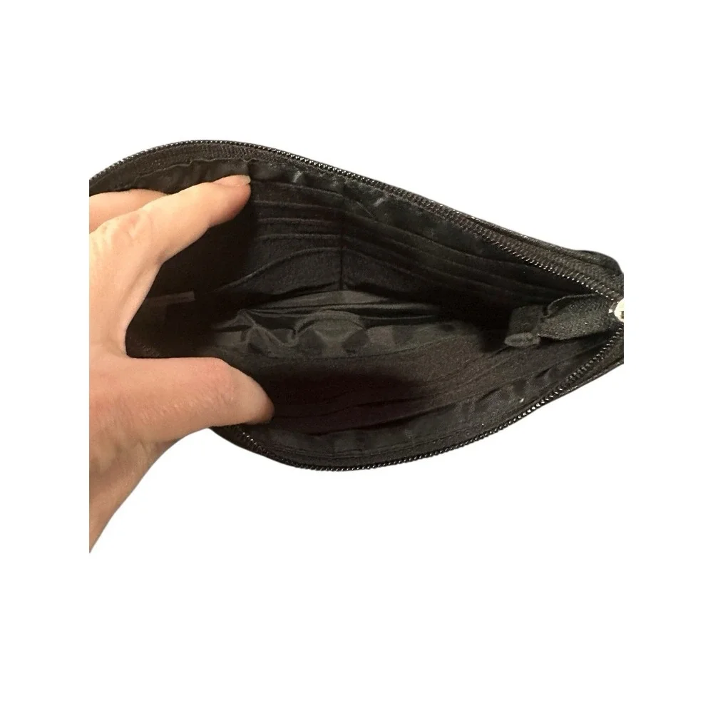 nicole small‎ black wristlet top handle clutch purse bag wallet 5x8 inches